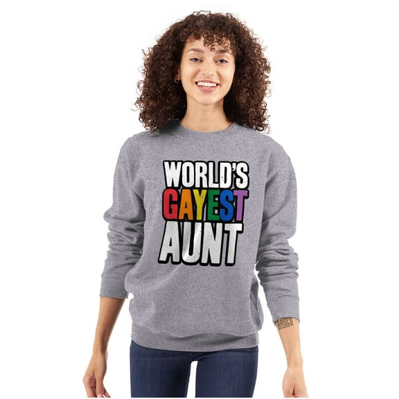 Worlds Gayest Aunt LGBTQ Family Pride Women Crewneck Sweatshirt Brisco Brands S