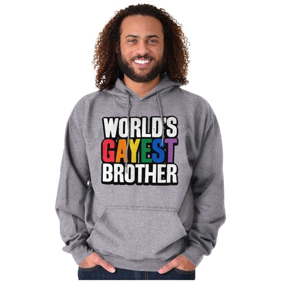 Worlds Gayest Brother Sibling Pride Men's Big & Tall Graphic Hoodie Brisco Brands 3X