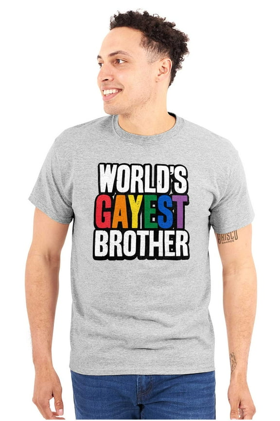 Worlds Gayest Brother Sibling Pride Men's Graphic T Shirt Tees Brisco Brands L