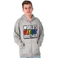 thumbnail image 1 of Worlds Gayest Brother Sibling Pride Zip Hoodie Sweatshirt Men Brisco Brands S, 1 of 6