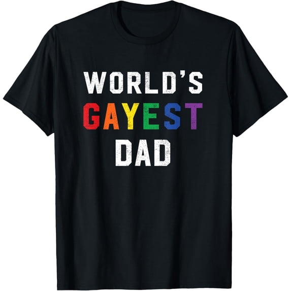 Worlds Gayest Dad Cute Gay Pride LGBT Fathers Day T-Shirt
