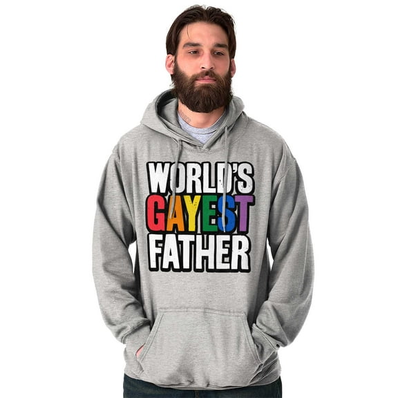 Worlds Gayest Father Queer Parent Hoodie Hooded Sweatshirt Men Brisco Brands S
