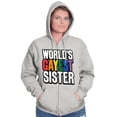 thumbnail image 1 of Worlds Gayest Sister Sibling Pride Zip Hoodie Sweatshirt Women Brisco Brands S, 1 of 6