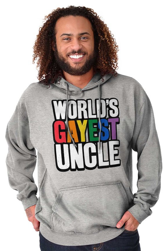 Worlds Gayest Uncle Birthday Pride Hoodie Hooded Sweatshirt Men Brisco Brands S