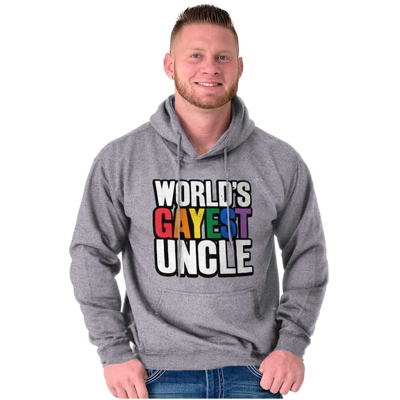 Worlds Gayest Uncle Birthday Pride Men's Big & Tall Graphic Hoodie Brisco Brands 3X
