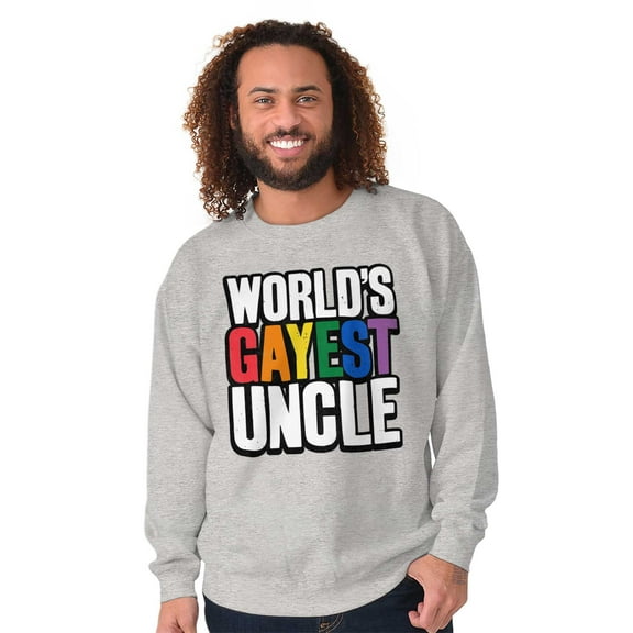 Worlds Gayest Uncle Birthday Pride Men's Crewneck Sweatshirt Brisco Brands X
