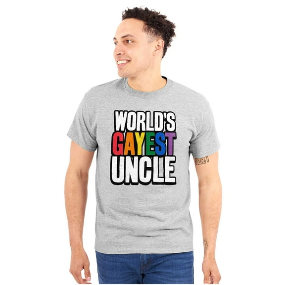 Worlds Gayest Uncle Birthday Pride Men's Graphic T Shirt Tees Brisco Brands S