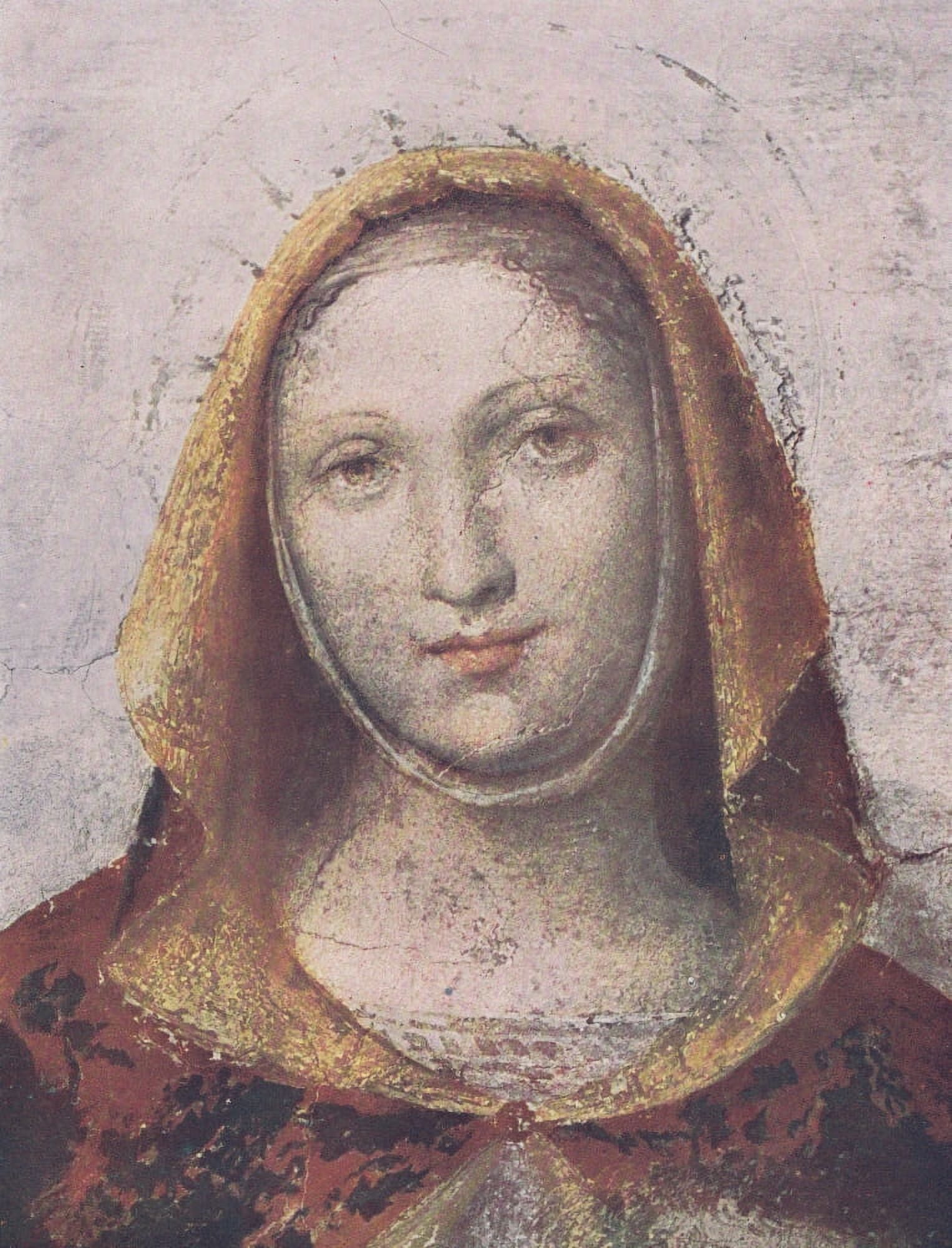 Worlds Great Pictures 1909 Head of the Virgin (from fresco) Canvas Art - Bernadino Luini (18 x 24)