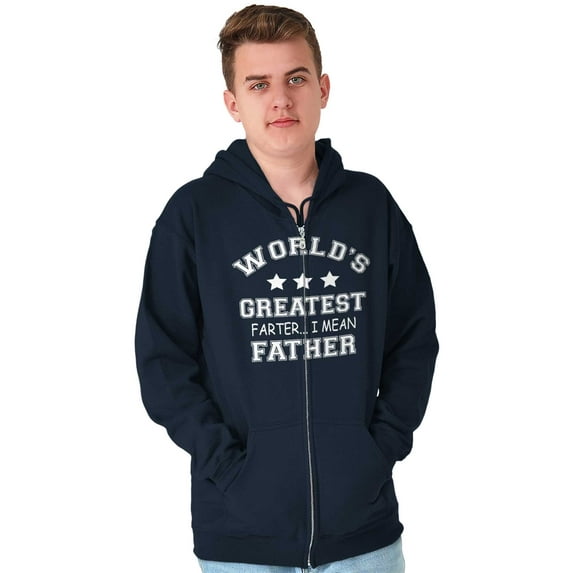 Worlds Greatest Farter Father Funny Men's Big & Tall Graphic Zip Up Hoodie Brisco Brands 4X