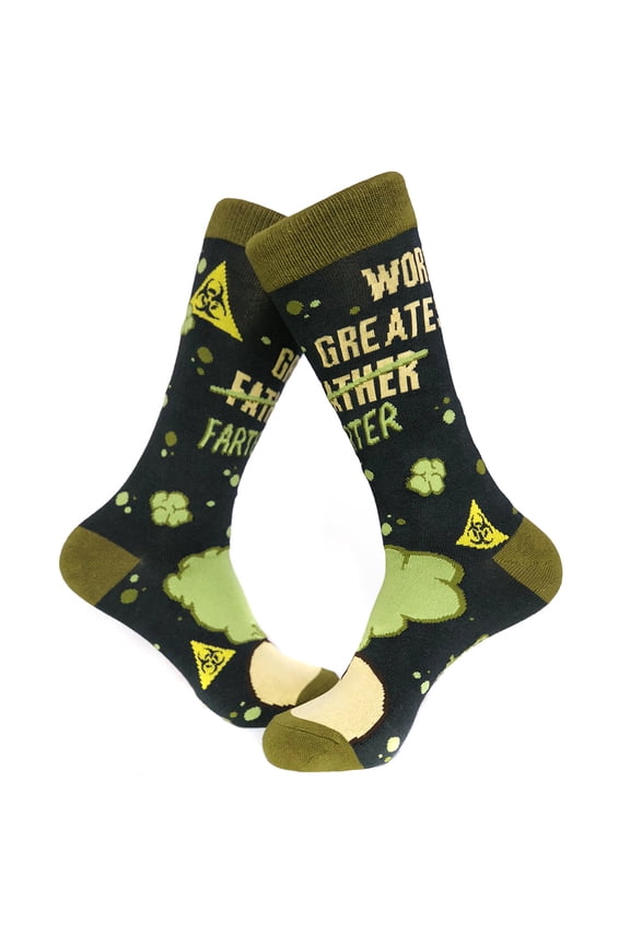 Worlds Greatest Farter Socks Funny Fathers Day Joke for Dad Sarcastic Novelty (Black) - Mens (7-12)