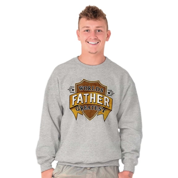Worlds Greatest Father Trophy Dad Men's Big & Tall Crewneck Sweatshirt Brisco Brands 3X