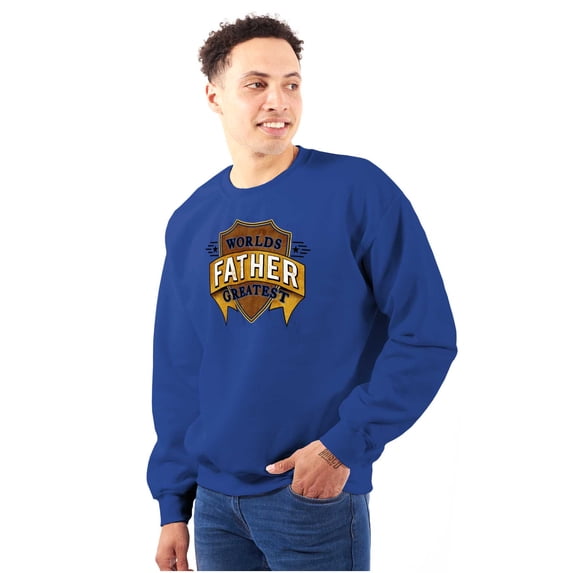 Worlds Greatest Father Trophy Dad Men's Crewneck Sweatshirt Brisco Brands L