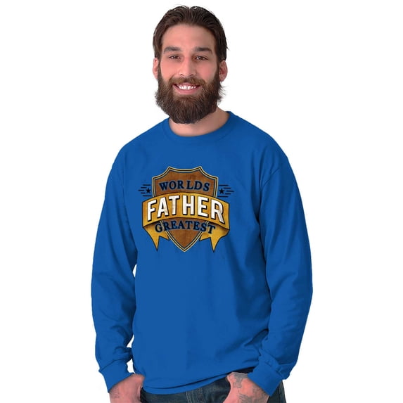 Worlds Greatest Father Trophy Dad Men's Long Sleeve Tee T Shirt Brisco Brands M
