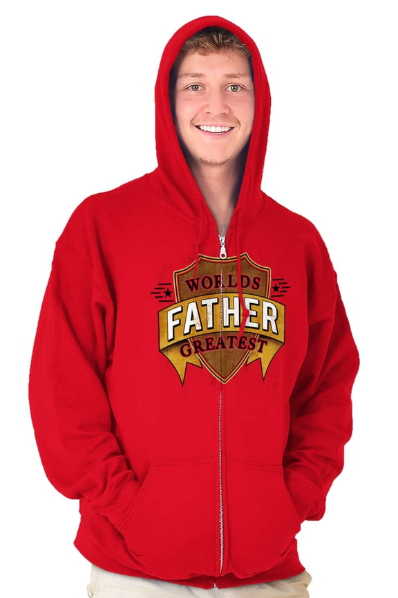 Worlds Greatest Father Trophy Dad Zip Hoodie Sweatshirt Men Brisco Brands L