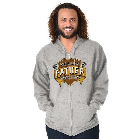 Worlds Greatest Father Trophy Dad Zip Hoodie Sweatshirt Men Brisco Brands S