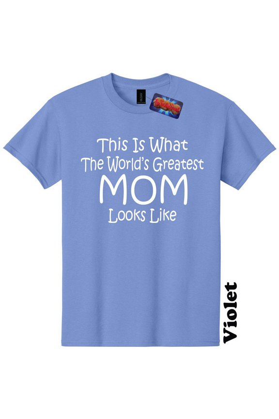 Worlds Greatest Mom Funny T-Shirt Birthday Mothers Day Gender Reveal Baby Shower Christmas Gift 25 Colors 8 Sizes