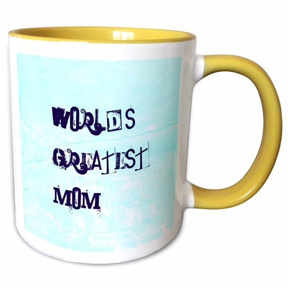 3drose, Worlds Greatest Mom Words Mothers Day, 15oz Two-tone Yellow Mug