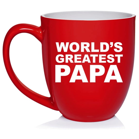 Worlds Greatest Papa Ceramic Coffee Mug Tea Cup Gift (16oz Red)