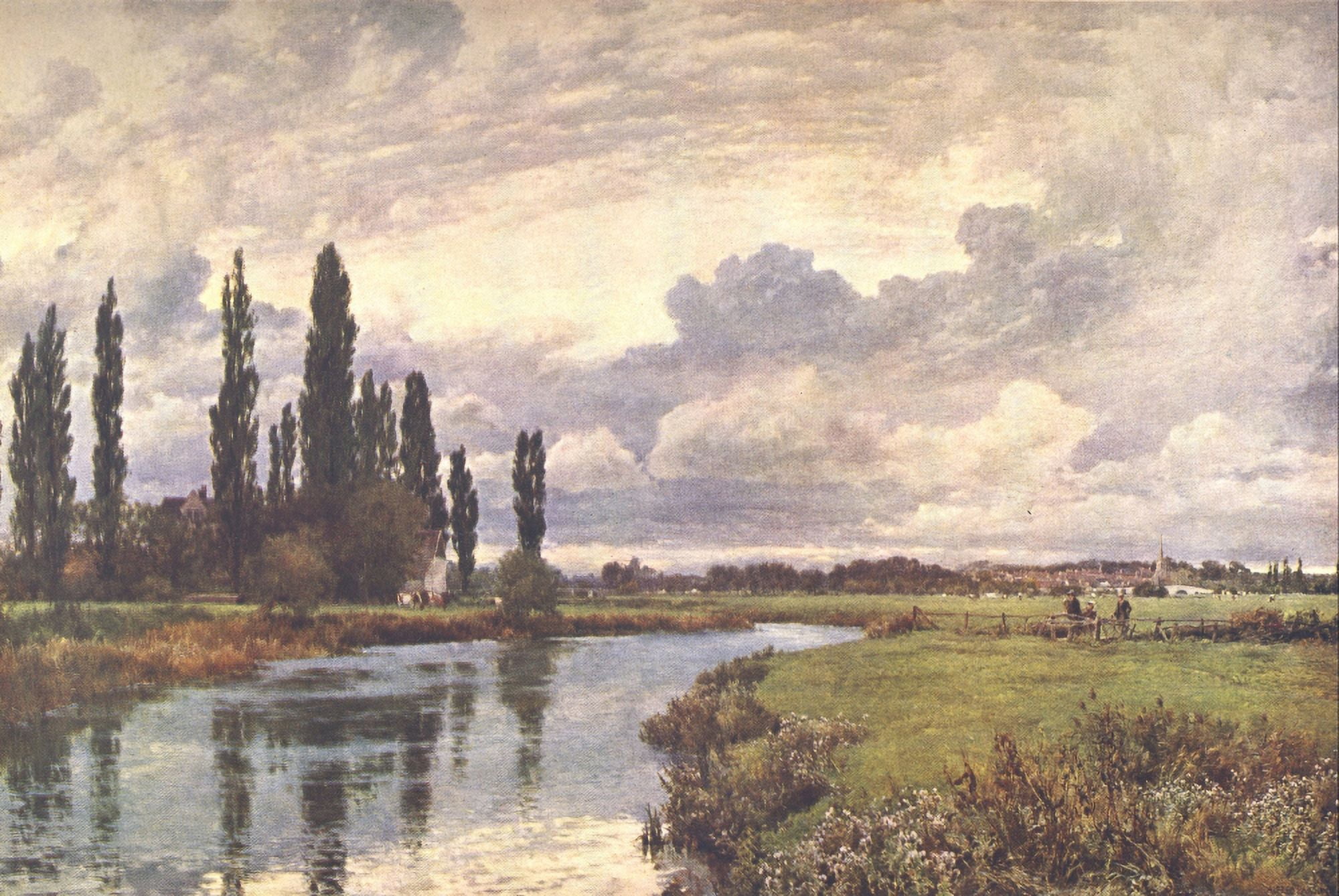 Worlds Grtst Paintings 1927 Poplars in Thames Valley Canvas Art - Alfred East (18 x 24)