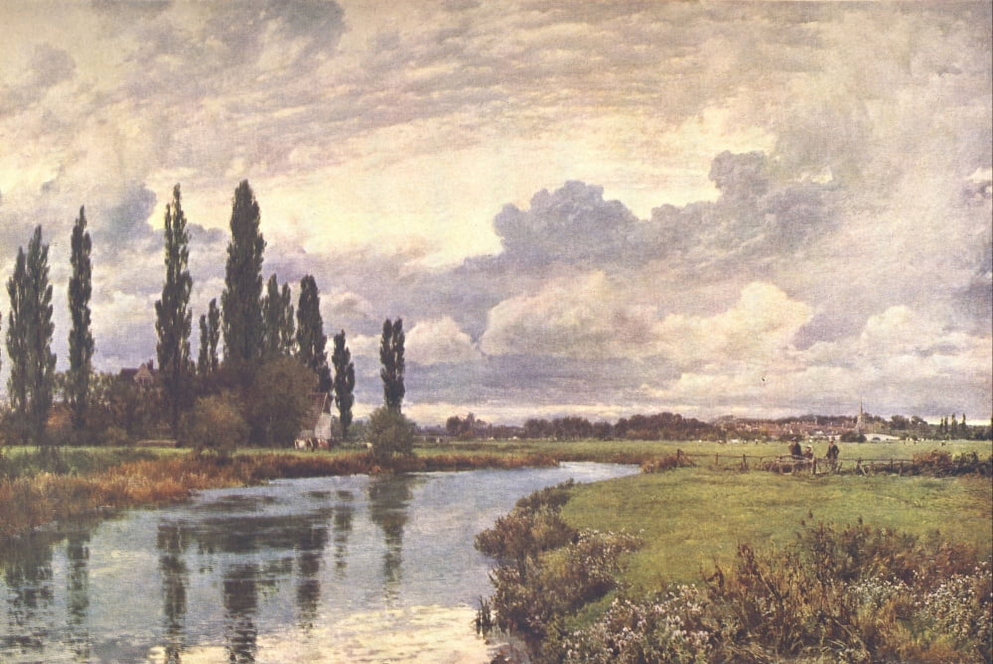 Worlds Grtst Paintings 1927 Poplars in Thames Valley Canvas Art - Alfred East (24 x 36)