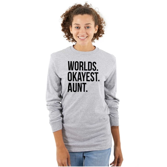 Worlds Okayest Aunt Niece Nephew Cute Women Plus Size Long Sleeve Graphic Tee Brisco Brands 3X