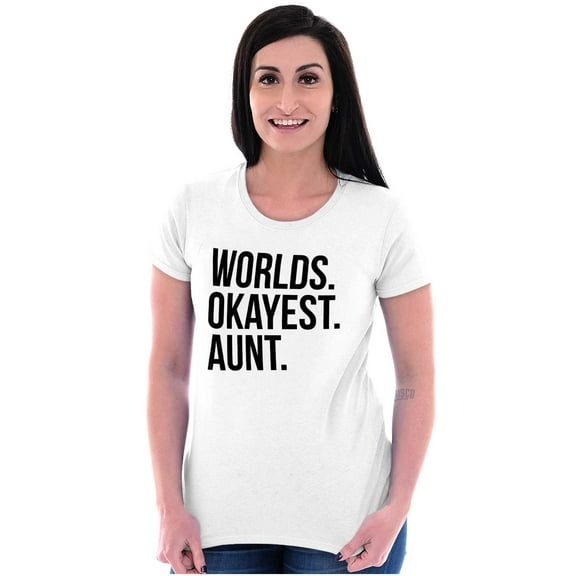 Worlds Okayest Aunt Niece Nephew Cute Womens Slim Fit Graphic Tee Brisco Brands L