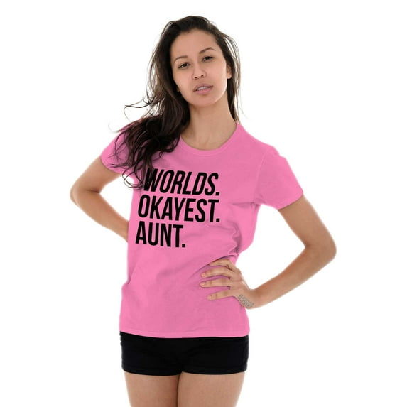 Worlds Okayest Aunt Niece Nephew Cute Womens Slim Fit Graphic Tee Brisco Brands S