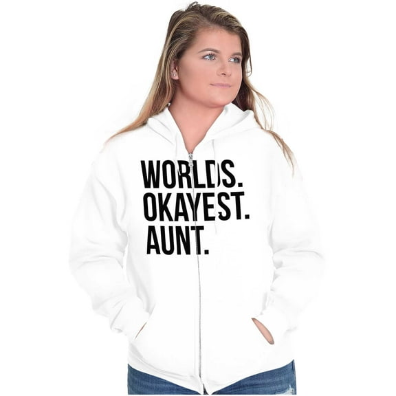 Worlds Okayest Aunt Niece Nephew Cute Womens Plus Size Graphic Zipper Hoodie Brisco Brands 2X