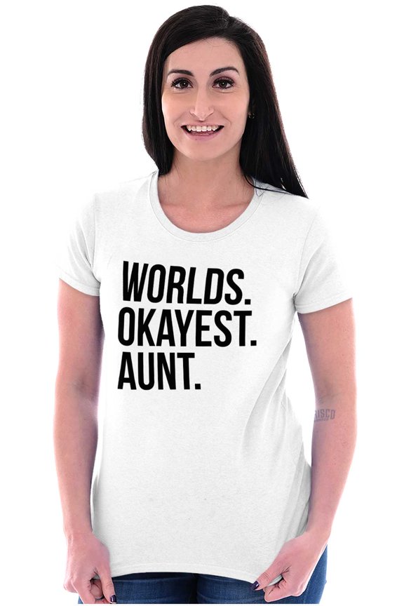 Worlds Okayest Aunt Niece Nephew Cute Womens Slim Fit Graphic Tee Brisco Brands X