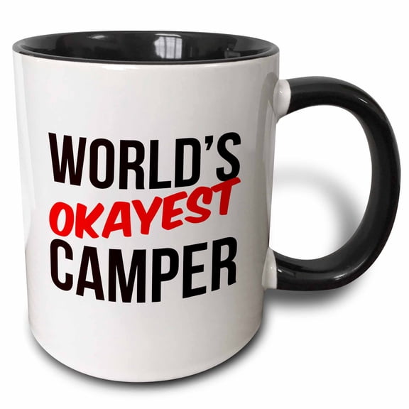 3drose, Worlds Okayest Camper, 11oz Two-tone Black Mug