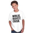 thumbnail image 1 of Worlds Okayest Cousin Family Relative Crewneck T Shirts Boy Girl Teen Brisco Brands L, 1 of 5