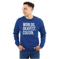 thumbnail image 1 of Worlds Okayest Cousin Family Relative Plus Size Long Sleeve Graphic Tee Shirt Brisco Brands 3X, 1 of 5