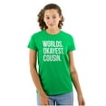 thumbnail image 1 of Worlds Okayest Cousin Family Relative Womens Slim Fit Graphic Tee Brisco Brands X, 1 of 5