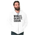 thumbnail image 1 of Worlds Okayest Cousin Family Relative Zip Up Hoodie Men's Women's Brisco Brands L, 1 of 5