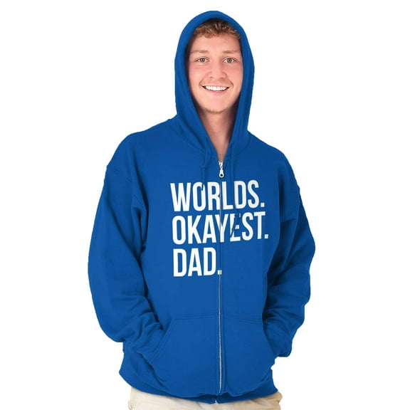 Worlds Okayest Dad Fathers Day Family Zip Hoodie Sweatshirt Men Brisco Brands X