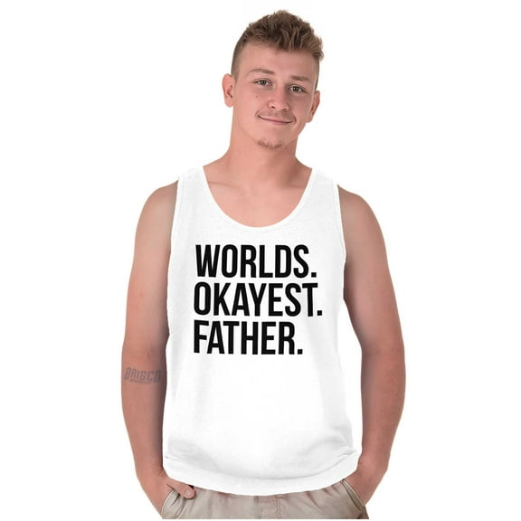 Worlds Okayest Father Funny Dad Gift Mens Big & Tall Graphic Tank Top Brisco Brands 2X