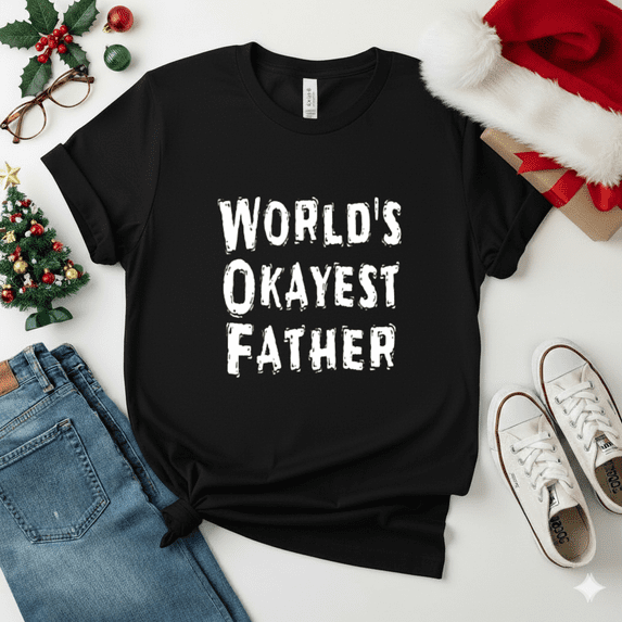 Worlds Okayest Father Funny Sarcastic Dad Humor Joke Gift Unisex T-Shirt up to size 5XL