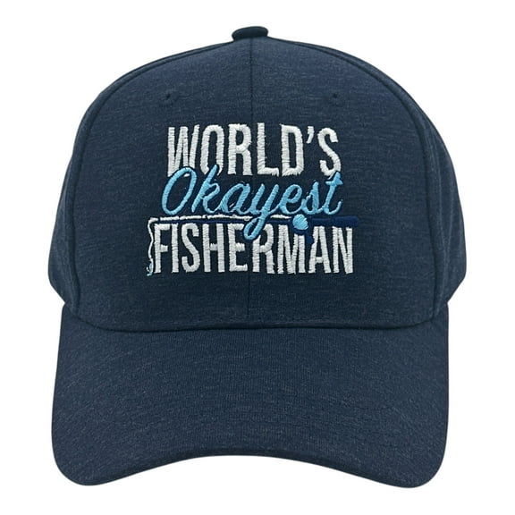 Worlds Okayest Fisherman Hat Funny Sarcastic Fishing Novelty Cap