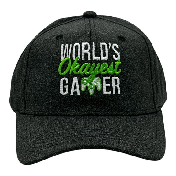 Worlds Okayest Gamer Hat Funny Sarcastic Video Game Graphic Novelty Cap