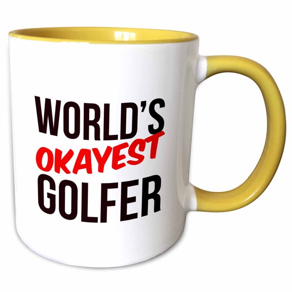 3drose, Worlds Okayest Golfer, 11oz Two-tone Yellow Mug