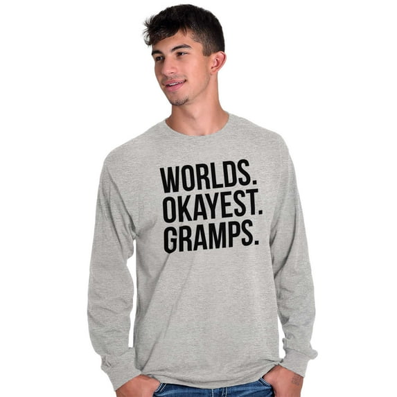 Worlds Okayest Gramps Relative Family Men's Big & Tall Long Sleeve Graphic Tee Brisco Brands 3X