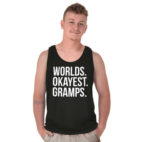 Worlds Okayest Gramps Relative Family Mens Big & Tall Graphic Tank Top Brisco Brands 3X