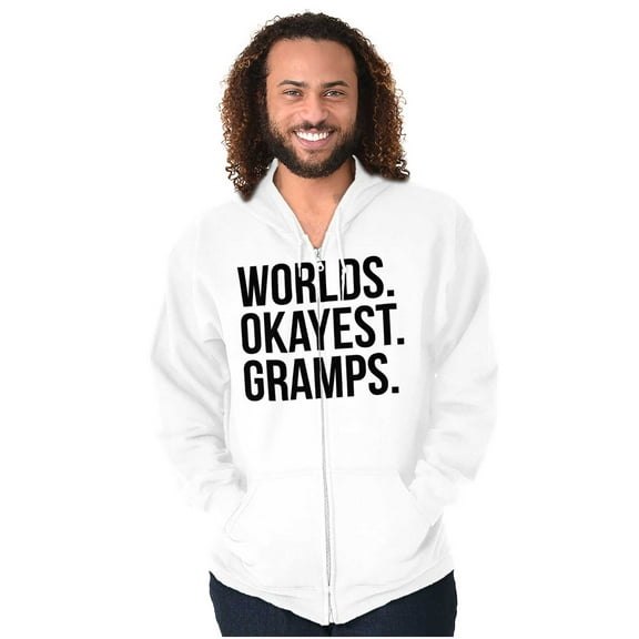 Worlds Okayest Gramps Relative Family Zip Hoodie Sweatshirt Men Brisco Brands L