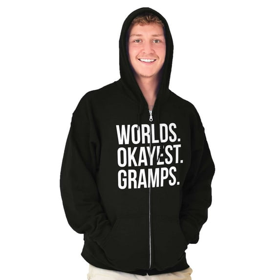 Worlds Okayest Gramps Relative Family Zip Hoodie Sweatshirt Men Brisco Brands S