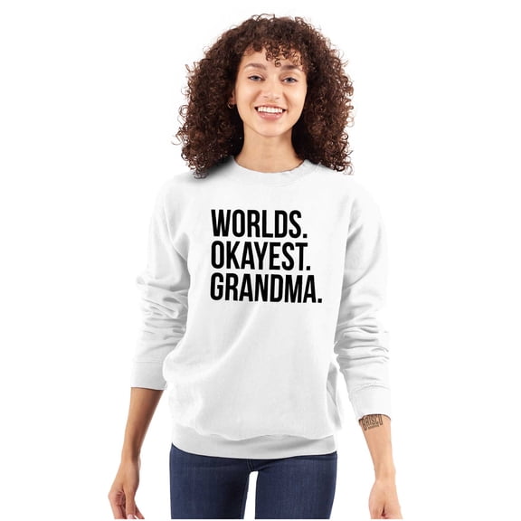 Worlds Okayest Grandma Funny Cute Women Plus Size Crewneck Sweatshirt Brisco Brands 3X
