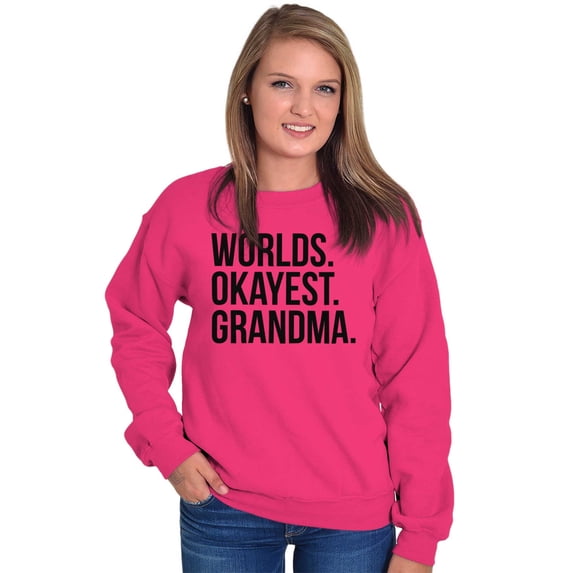 Worlds Okayest Grandma Funny Cute Women Plus Size Crewneck Sweatshirt Brisco Brands 3X