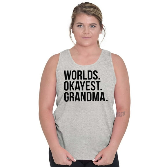 Worlds Okayest Grandma Funny Cute Womens Plus Size Graphic Tank Top Brisco Brands 2X