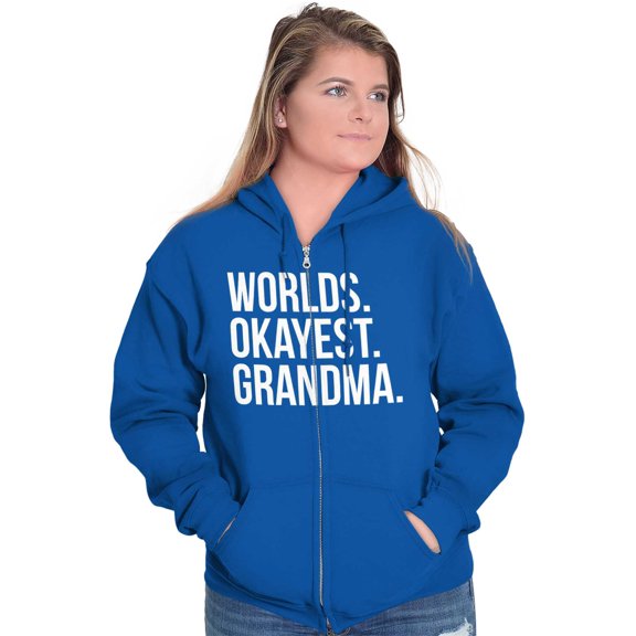 Worlds Okayest Grandma Funny Cute Zip Hoodie Sweatshirt Women Brisco Brands X