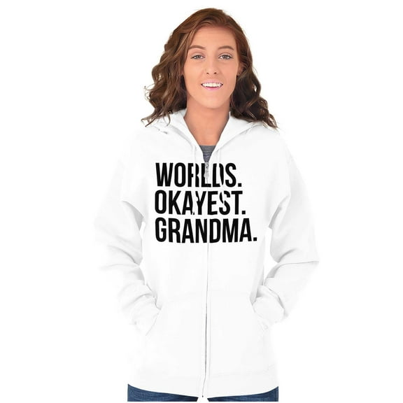 Worlds Okayest Grandma Funny Cute Zip Hoodie Sweatshirt Women Brisco Brands X