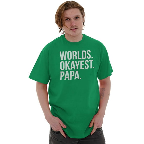 Worlds Okayest Grandpa Dad Father Day Men's Big & Tall Crewneck Graphic Tee Brisco Brands 3X